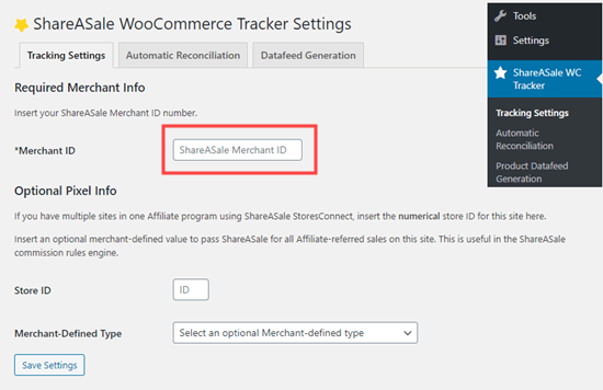 将 ShareASale WooCommerce Tracker 插件链接到您的 ShareASale 帐户