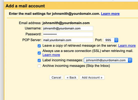 将 Bluehost 电子邮件连接到 Gmail
