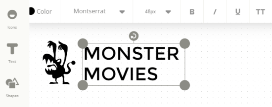 使用 Ucraft 徽标制作器创建的 Monster Movies 徽标