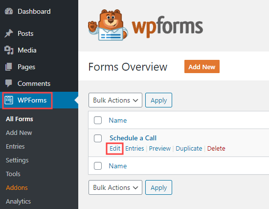 编辑您已经在 WPForms 中创建的表单