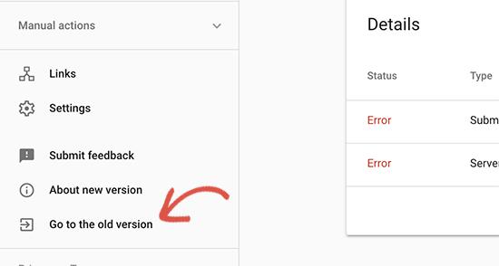 Switch to old Google Search Console Switch to old Google Search Console
