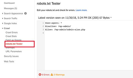 Robots.txt tester tool Robots.txt tester tool