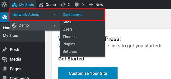 Network admin dashboard Network admin dashboard