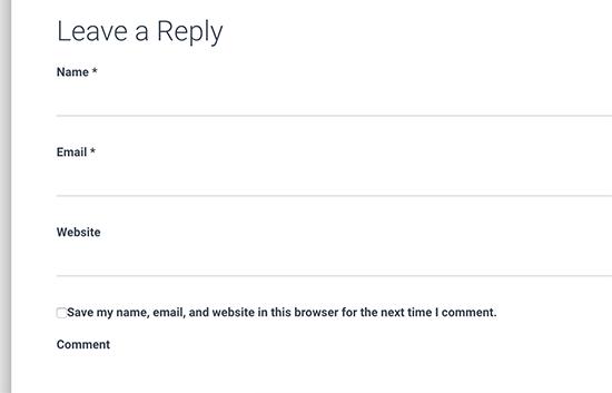 Default WordPress comment form Default WordPress comment form