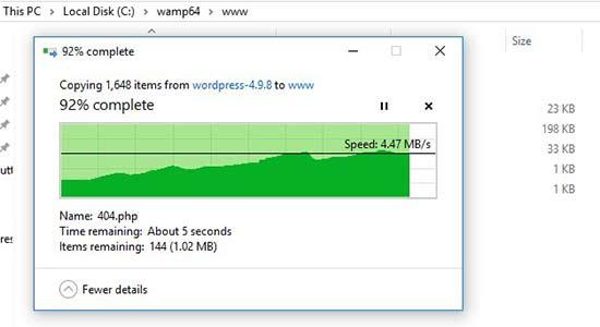Paste WordPress folder to www Paste WordPress folder to www