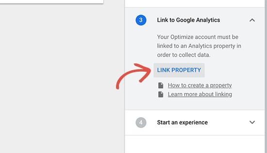 Link Google Analytics property Link Google Analytics property