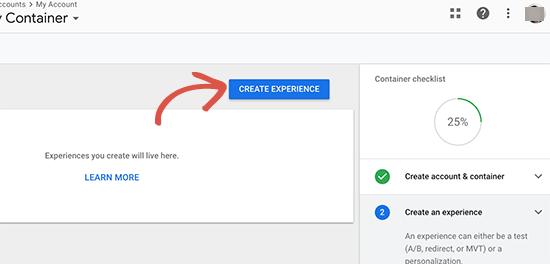 Create experience Create experience
