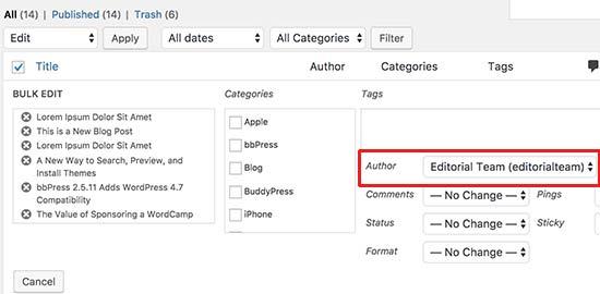 Bulk change author name Bulk change author name