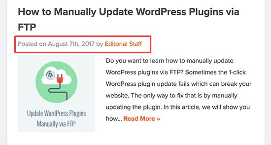 Post meta data shown in a WordPress blog post Post meta data shown in a WordPress blog post