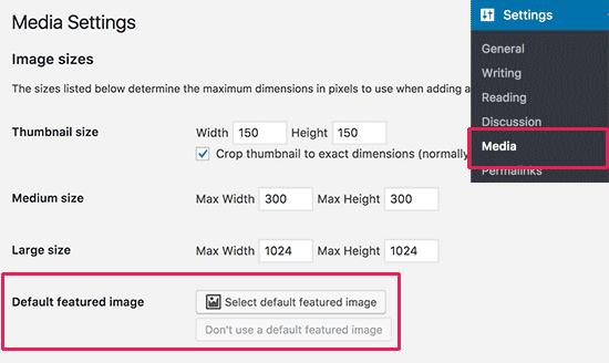 Default featured image settings Default featured image settings