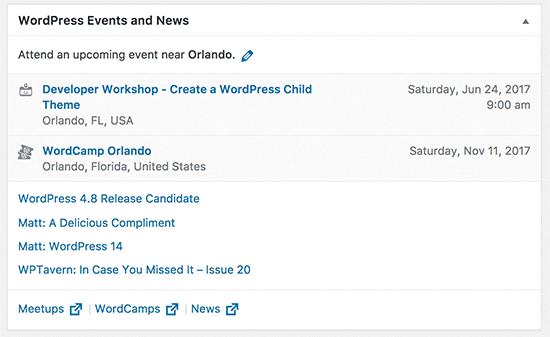 WordPress events and news widget WordPress events and news widget