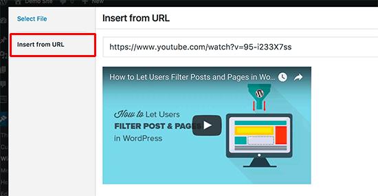 Insert video URL inside Video widget Insert video URL inside Video widget