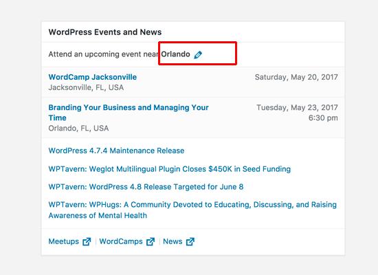 WordPress news and events widget WordPress news and events widget