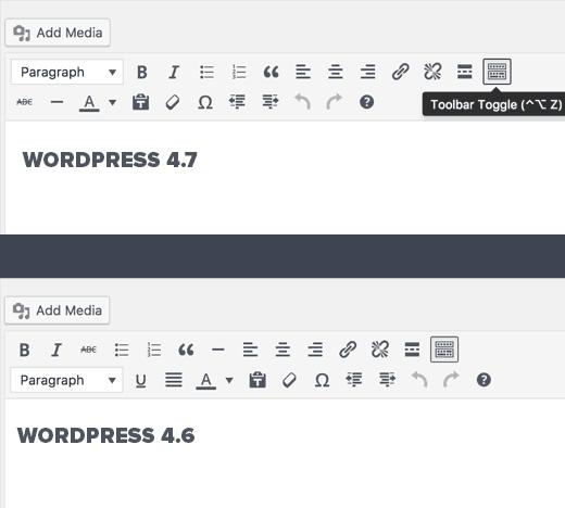 Editor changed in WordPress 4.7 Editor changed in WordPress 4.7
