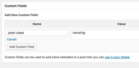Add post class as a custom field Add post class as a custom field