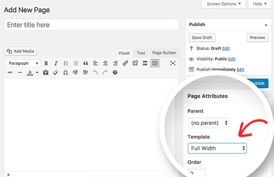Selecting full width template Selecting full width template