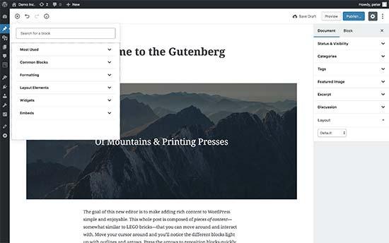 Gutenberg preview Gutenberg preview