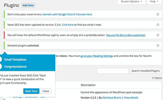 WordPress网站的管理区域中的通知 WordPress网站的管理区域中的通知