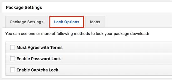 Lock options Lock options