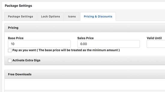 Set pricing options Set pricing options