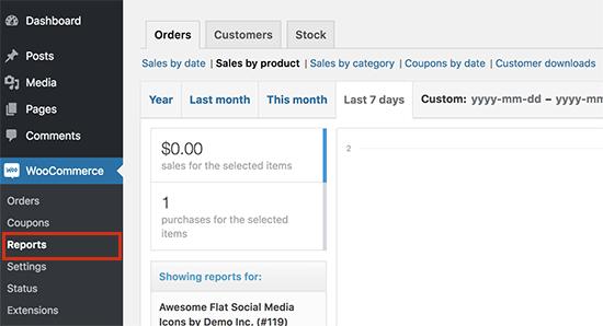 Viewing download reports in WooCommerce Viewing download reports in WooCommerce