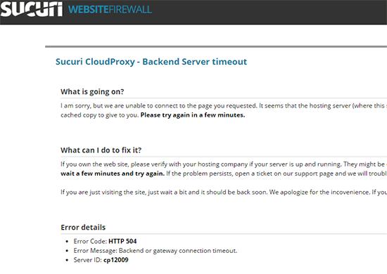 Sucuri 504 error Sucuri 504 error
