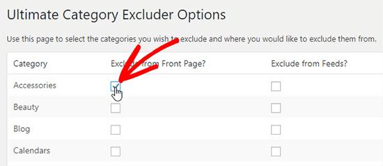 Exclude category Exclude category