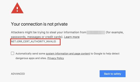Certificate authority invalid error Certificate authority invalid error