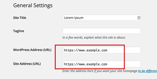 WordPress URL settings WordPress URL settings