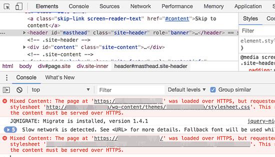 Using inspect tool to locate mixed content errors Using inspect tool to locate mixed content errors