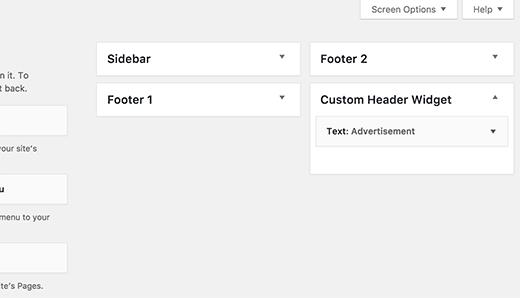 Custom header widget area Custom header widget area