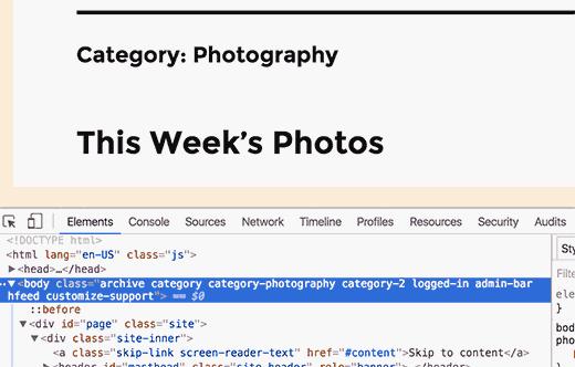 CSS classes added by WordPress CSS classes added by WordPress