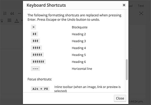 Keyboard shortcuts modal Keyboard shortcuts modal