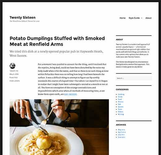 Twenty Sixteen - Default theme in WordPress 4.4 Twenty Sixteen - Default theme in WordPress 4.4