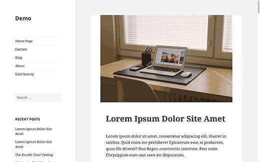 A WordPress site with sidebar on the left side A WordPress site with sidebar on the left side