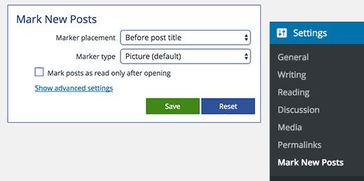 Mark new posts settings Mark new posts settings