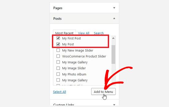 Select specific posts Select specific posts