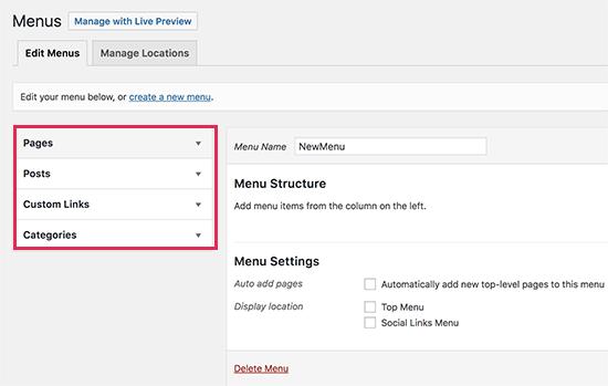 Adding items to navigation menu Adding items to navigation menu