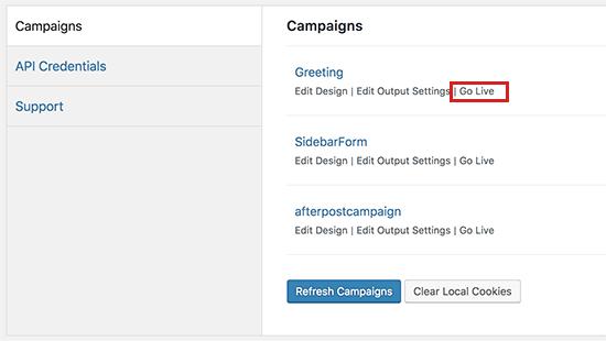 Make your campaign go live Make your campaign go live