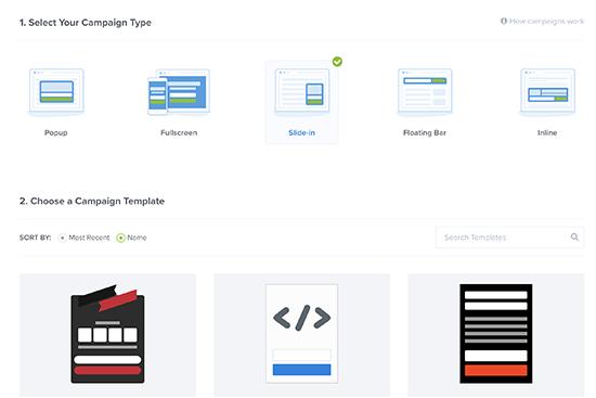 Choose campaign type and template Choose campaign type and template