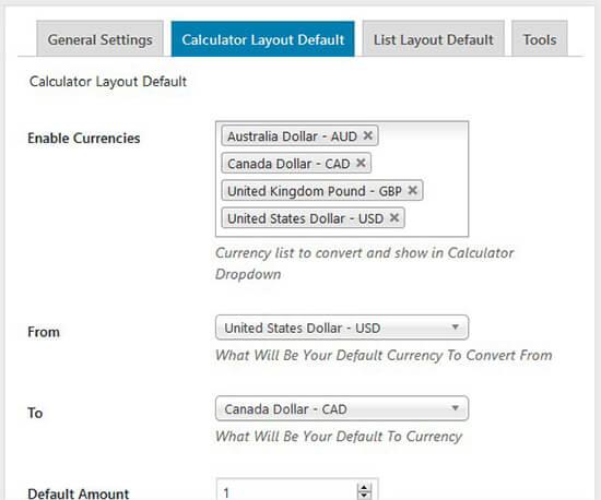 Default calculator layout Default calculator layout