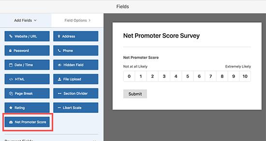 Add Net Promoter Score field Add Net Promoter Score field