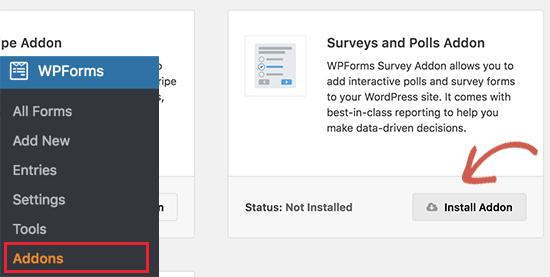 Install surveys addon Install surveys addon