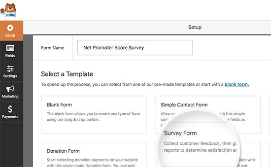 Create a new survey form Create a new survey form