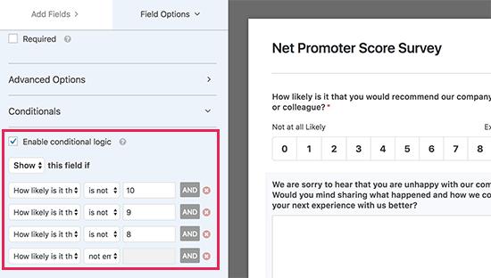 Using conditional logic to hide feedback field Using conditional logic to hide feedback field