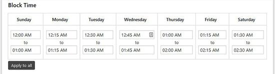 Add block time for users Add block time for users