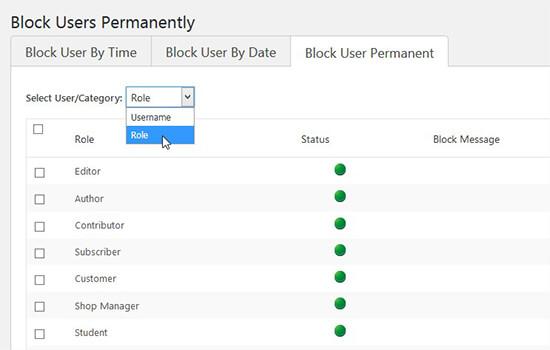 Block user by role Block user by role