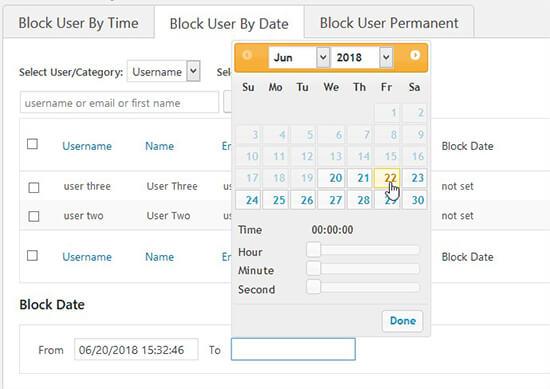 Block users by date Block users by date