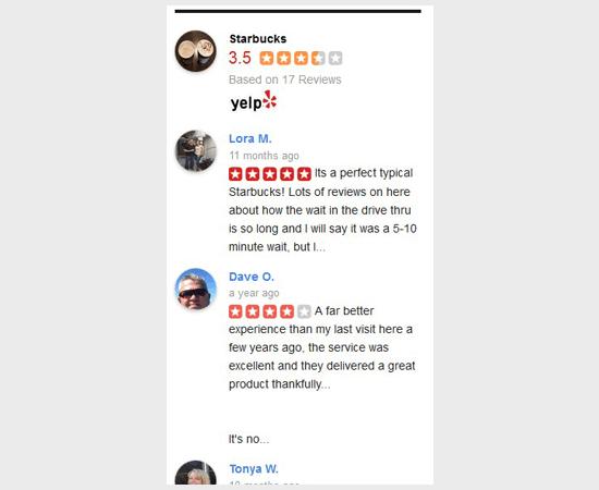 Yelp reviews in WordPress sidebar widget Yelp reviews in WordPress sidebar widget