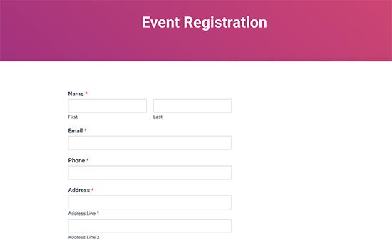 Event registration form preview Event registration form preview